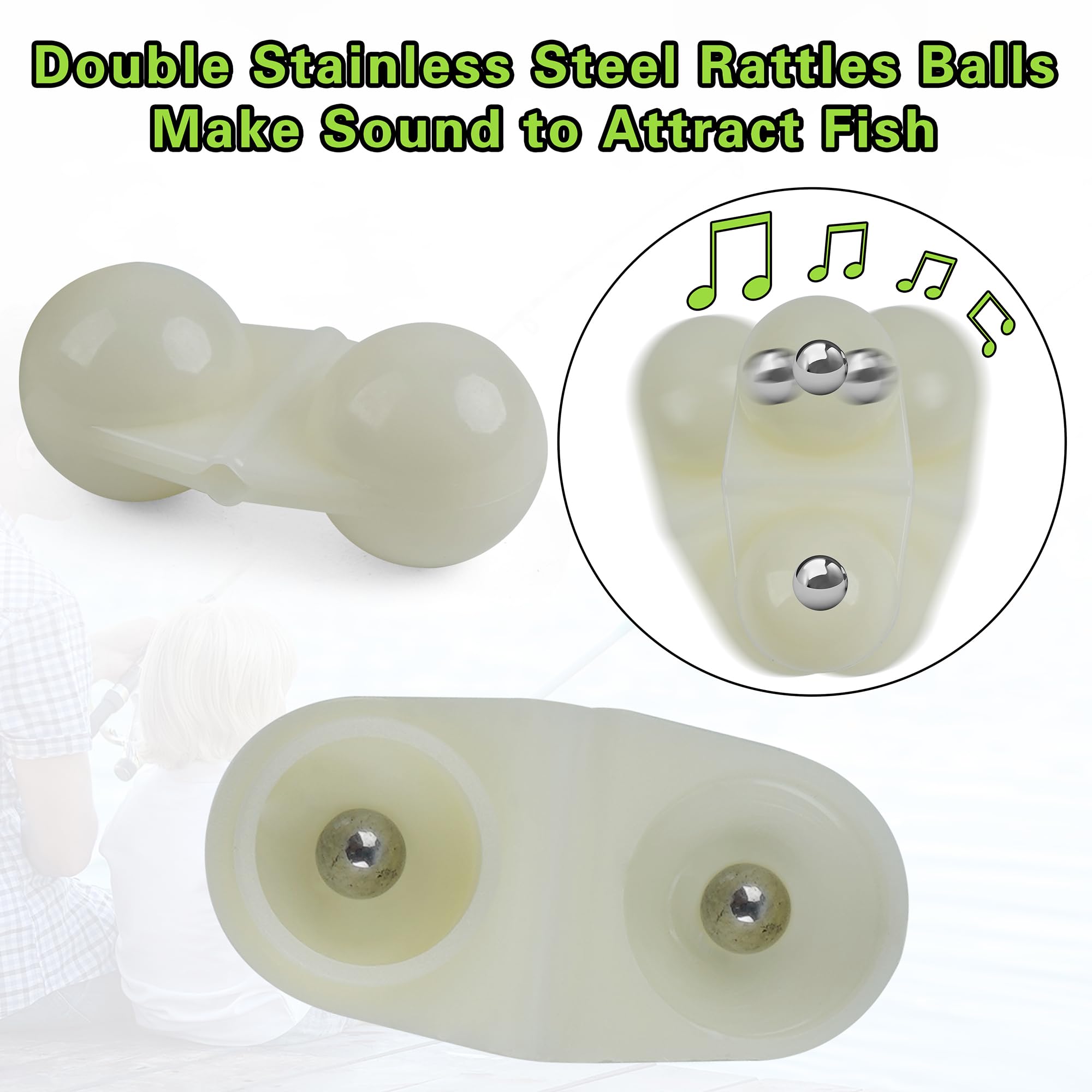 40-pack rattle beads in five colors with dimensions 31x13mm