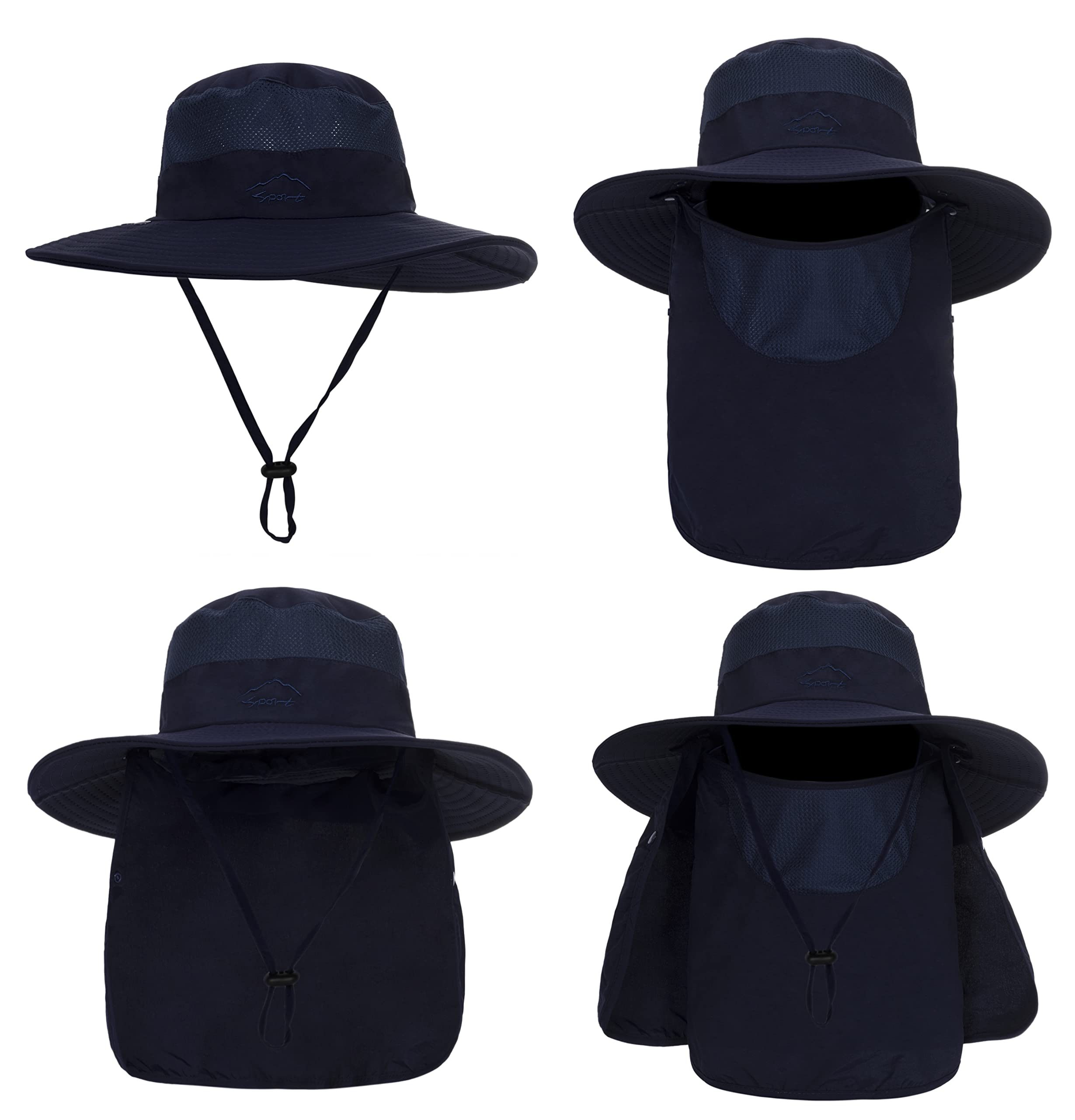 3-in-1 outdoor sun hat for fishing, safari, and boonie use