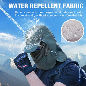 Removable mesh mask attached to fishing hat – UPF50+ fabric close-up