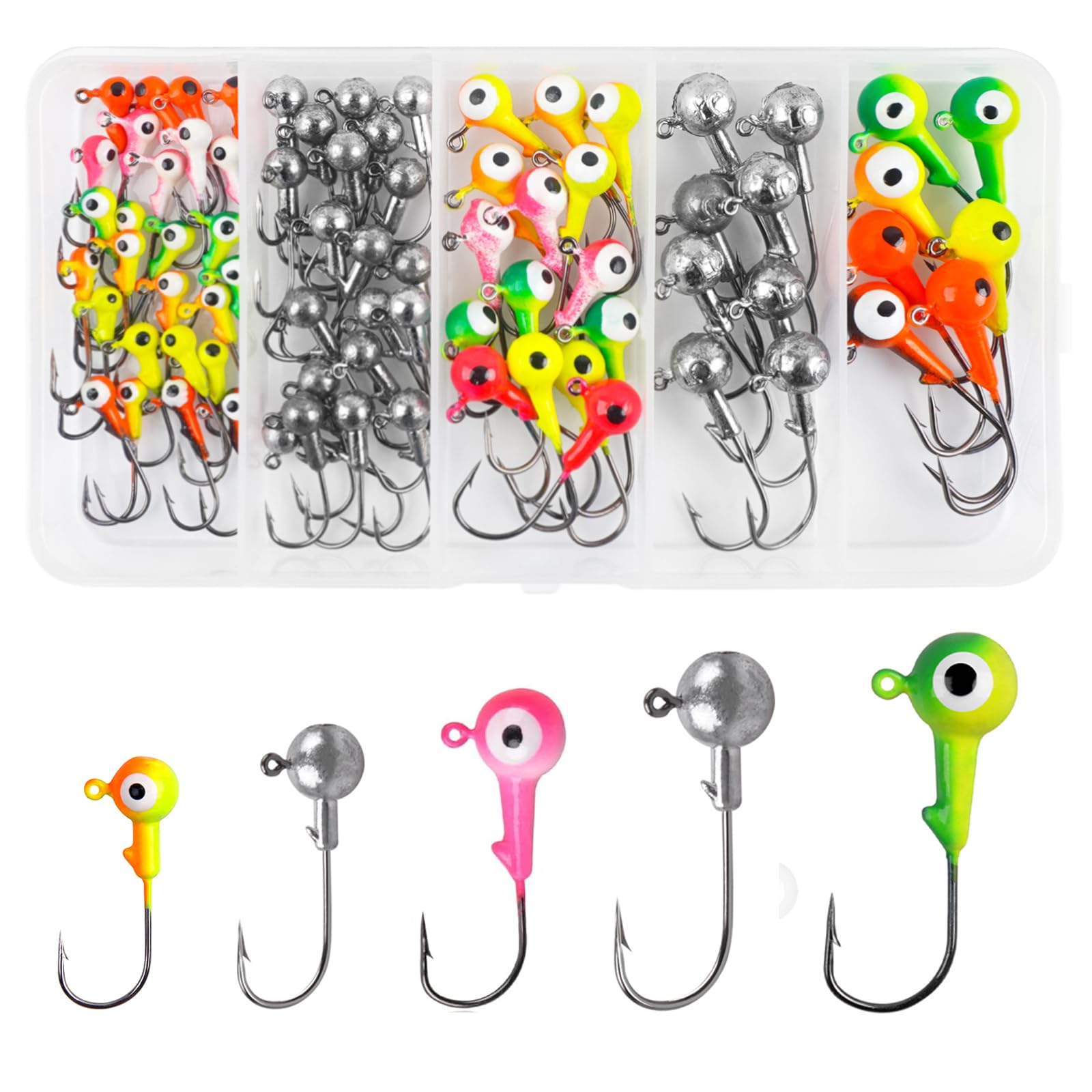 Saltwater and freshwater fishing tackle with jig heads