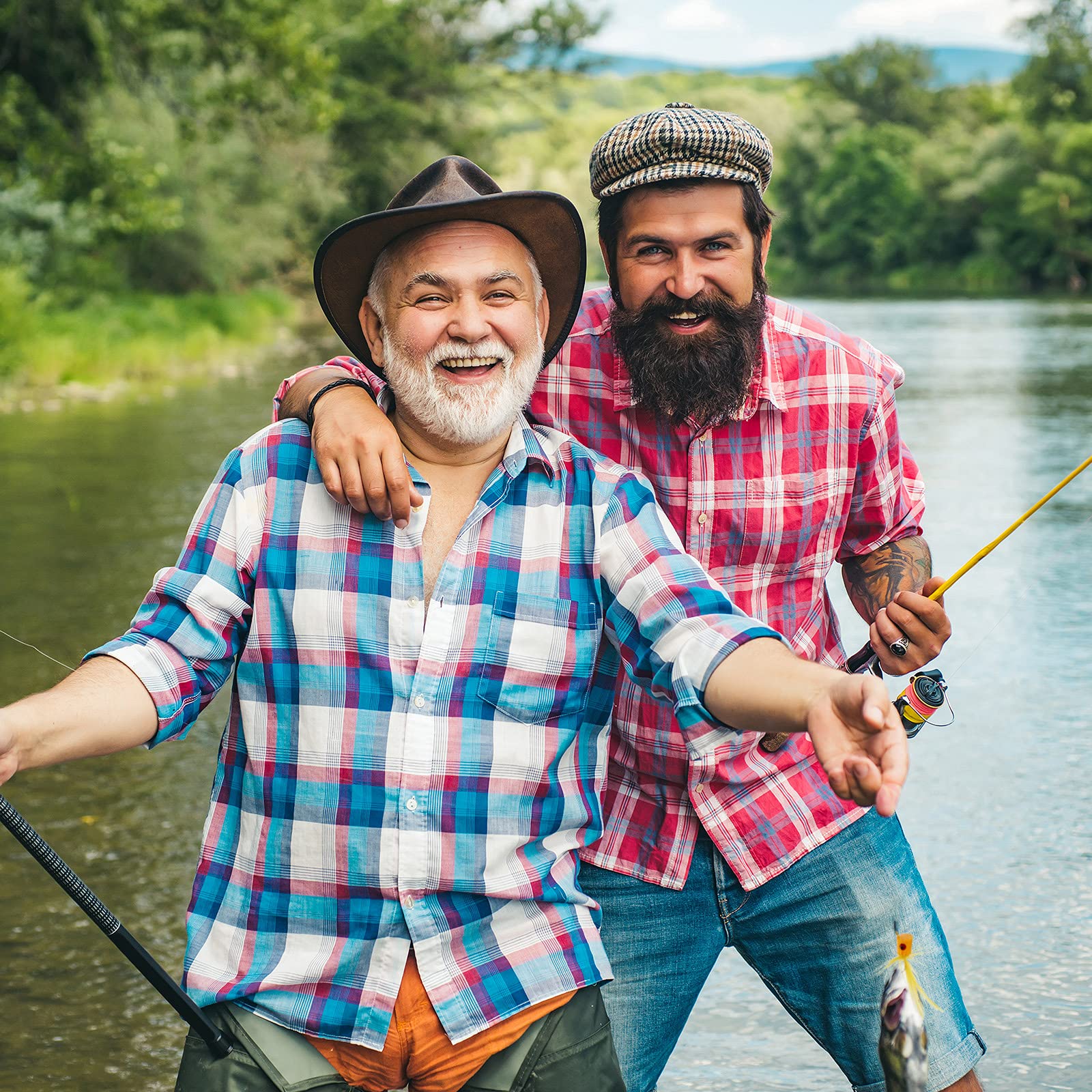 Barbed hooks on colorful fishing lures
