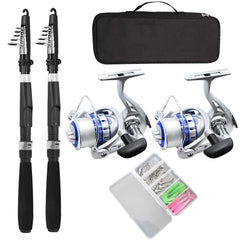Two carbon fiber fishing poles in a carry case