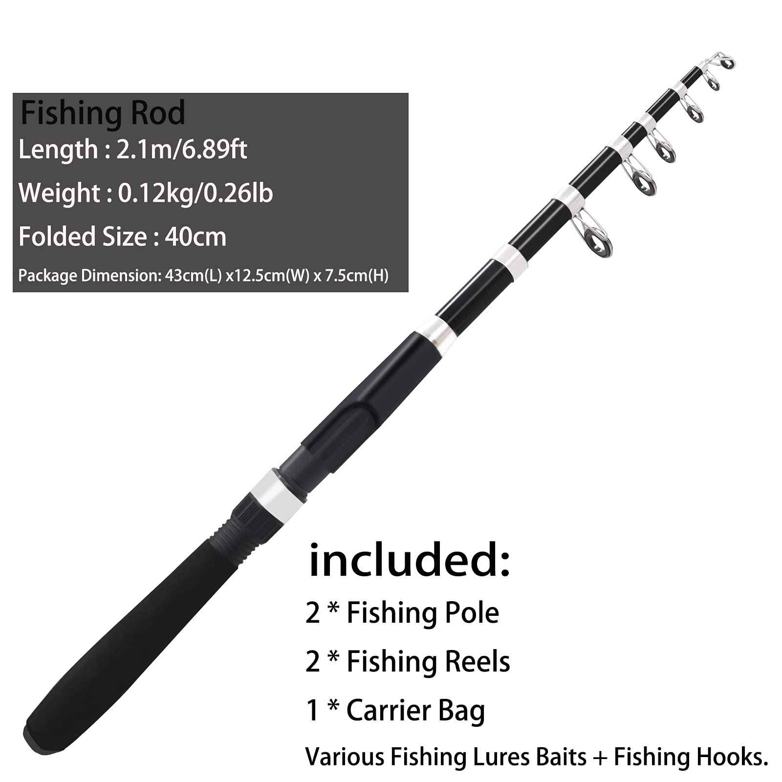 Two FF4000 spinning reels with folding design