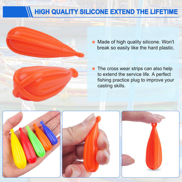 Five color options for practice casting plugs