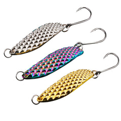 3 Pcs Fishing Spoon Lures in plastic storage box