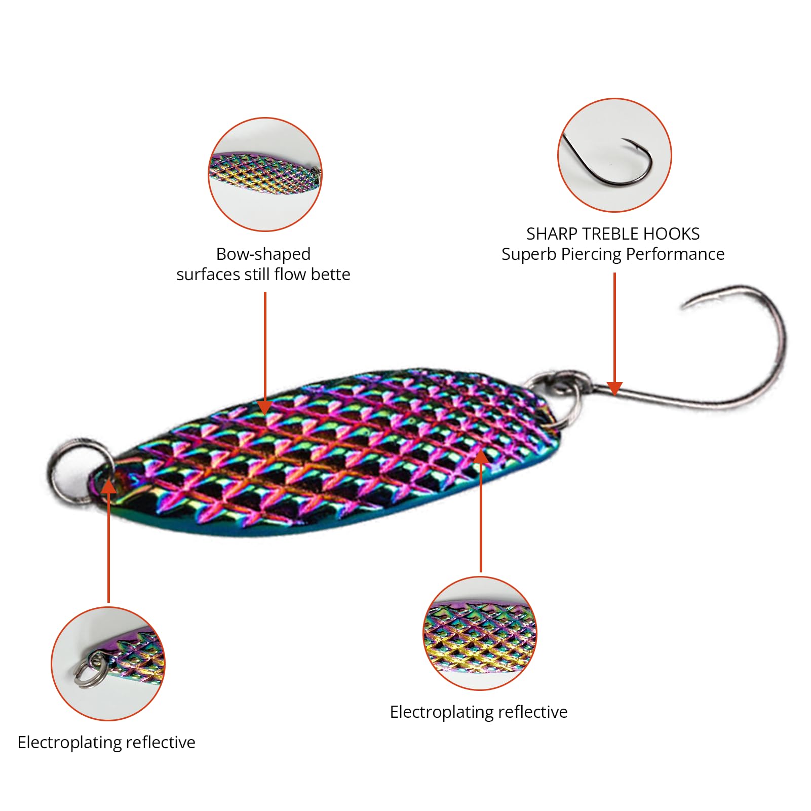 Zinc alloy hard metal spinner bait with reflective surface