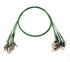 10pcs fishing wire leaders with swivels and snaps in black color