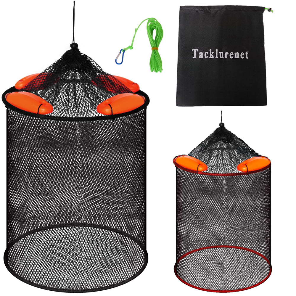 Kayak fishing with foldable floating fish basket - two sizes