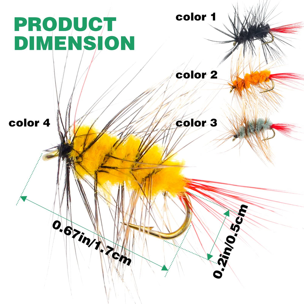 Four-color trout dry flies collection for fly fishing
