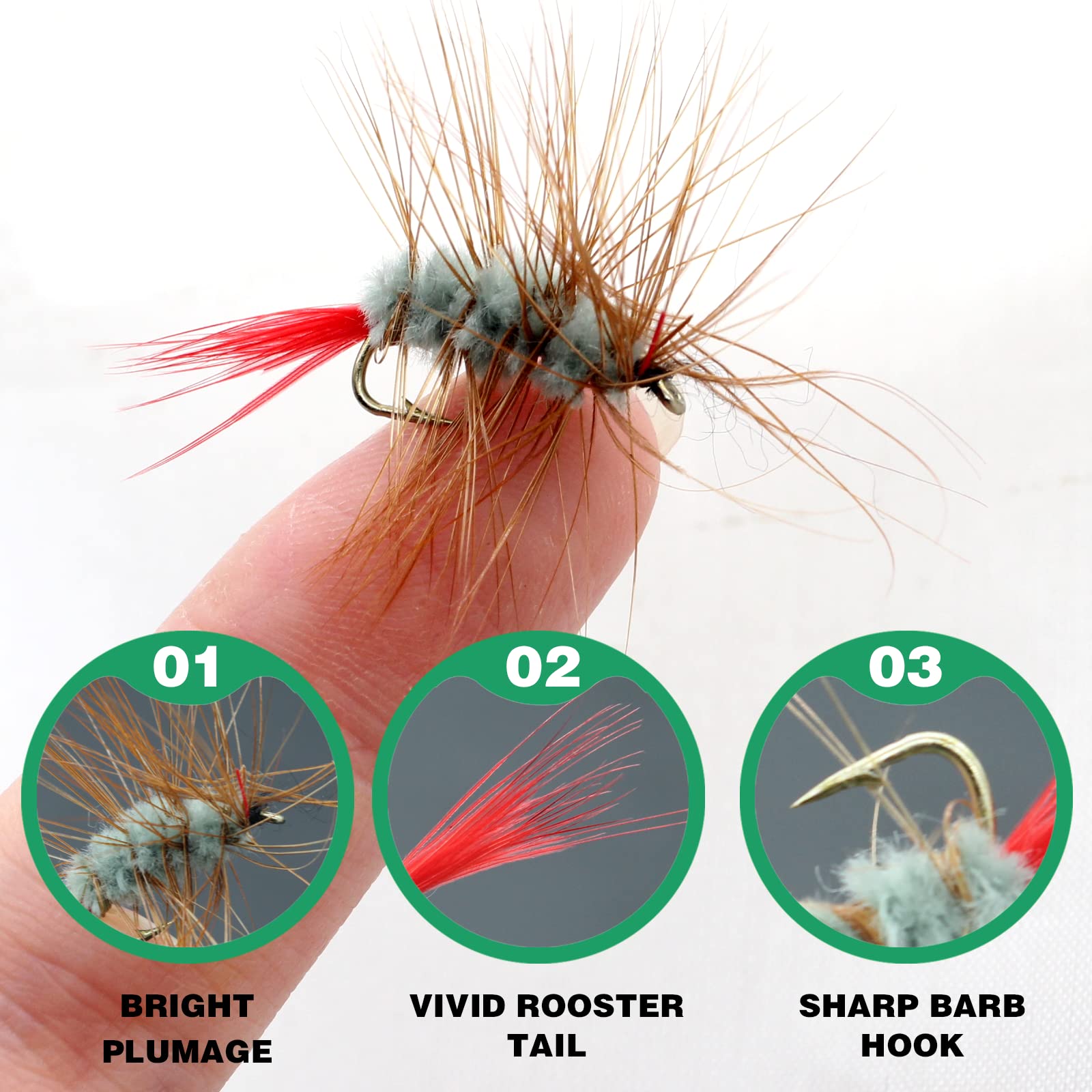 Close-up of high-carbon steel hook on dry fly lure