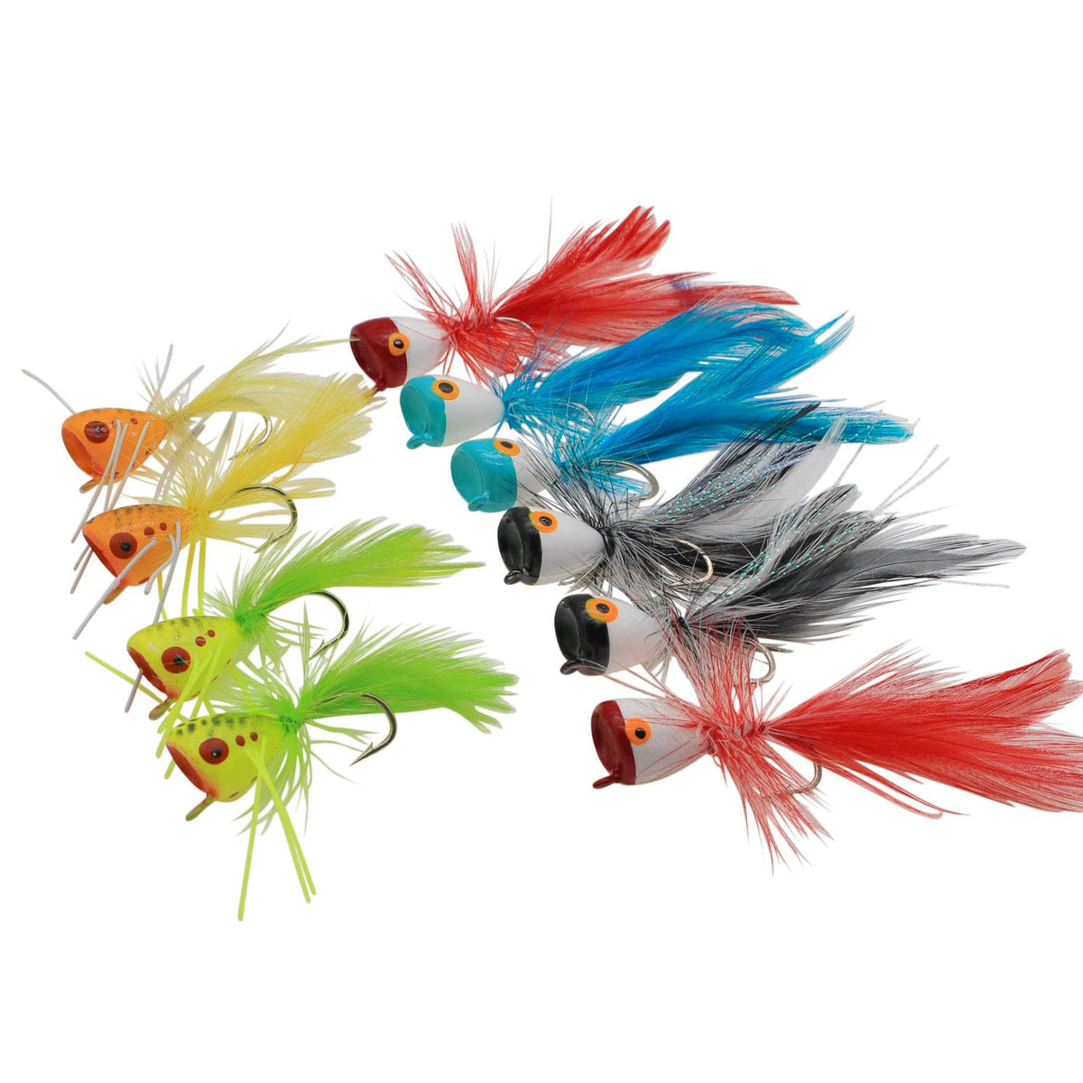 FishingPepo Fly Fishing Poppers 10-piece pack – assorted colors