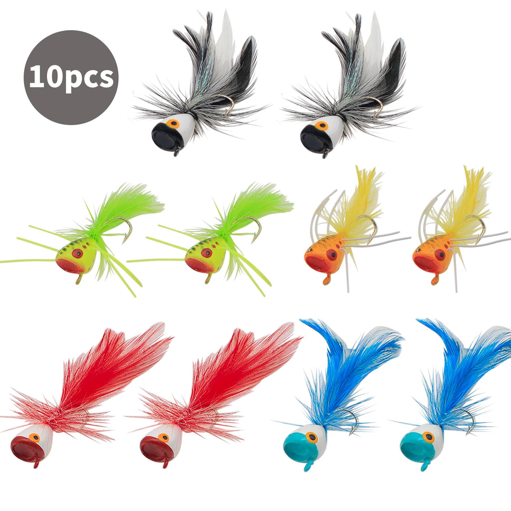 Close-up of sharp 6# hooks on FishingPepo popper flies
