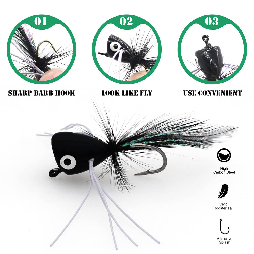 Close-up of FishingPepo popper heads and hooks