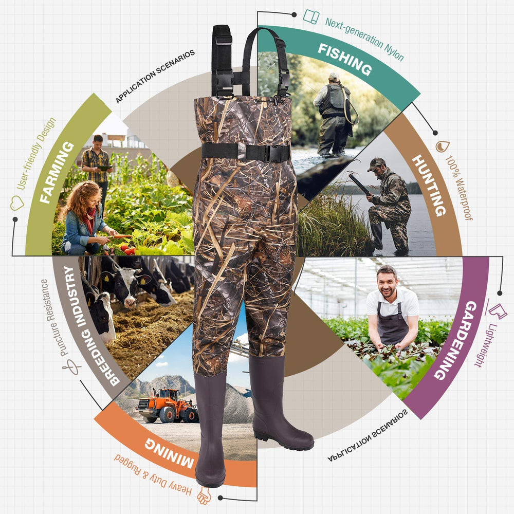 Fishingsir chest waders adjustable-suspenders offer easy on/off and comfortable fit.