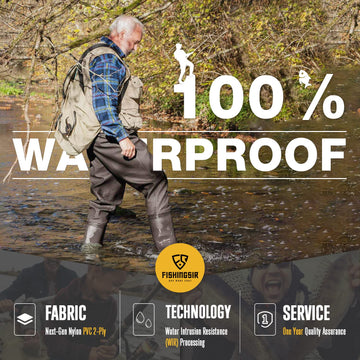FISHINGSIR chest waders flip-out chest pocket for valuables