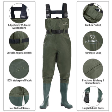 FISHINGSIR chest waders suspender attachment with quick-release buckles for easy on/off