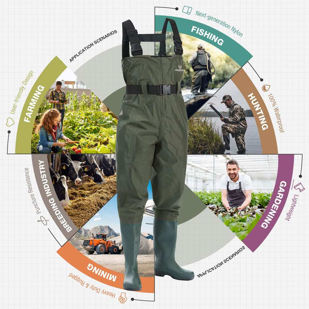 FISHINGSIR chest waders taped seams closeup helping keep water out in wet conditions