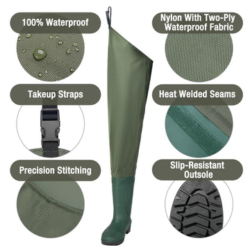 Fishingsir keepdry bootfoot waders shown in lightweight design for easy movement.