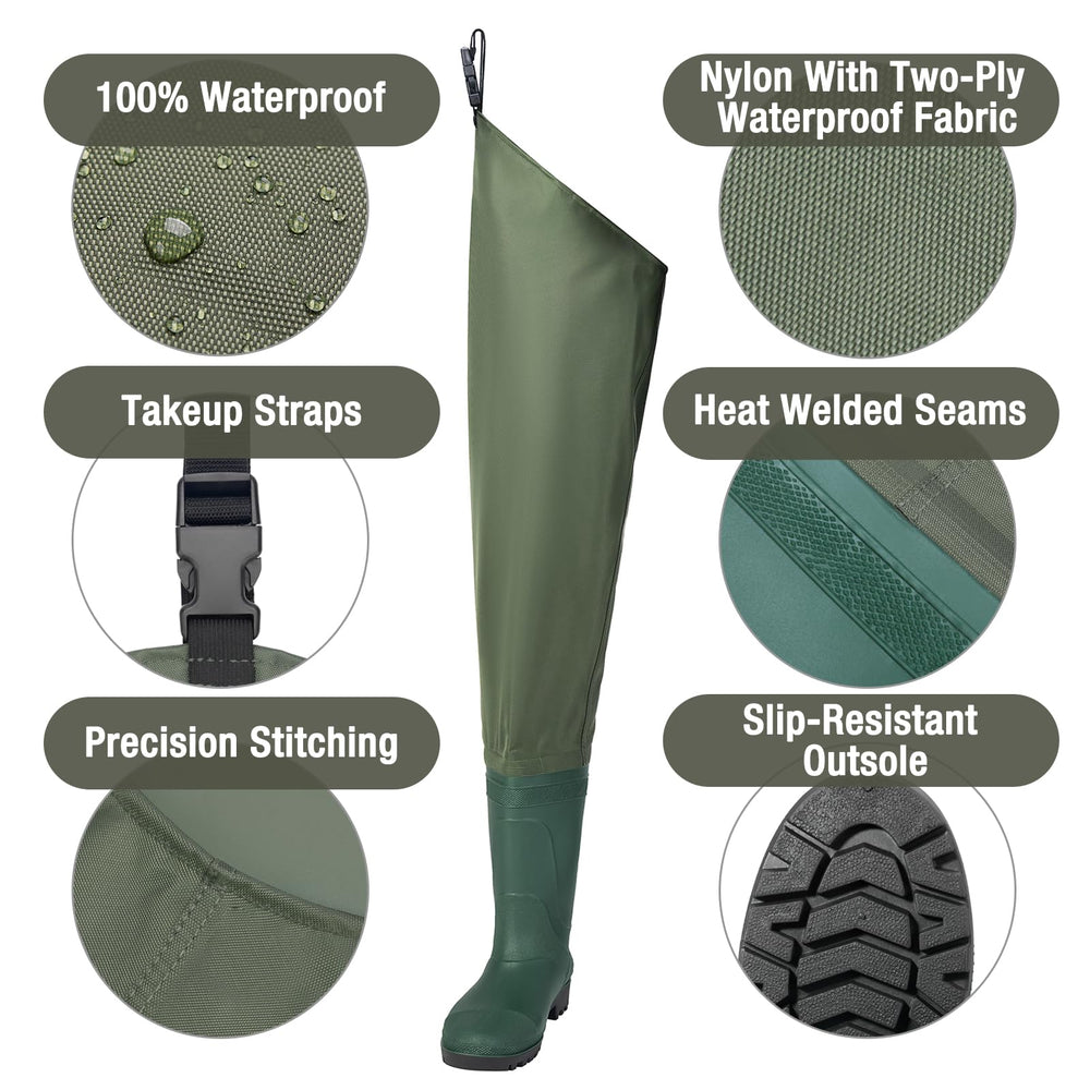 Fishingsir keepdry bootfoot waders shown in lightweight design for easy movement.