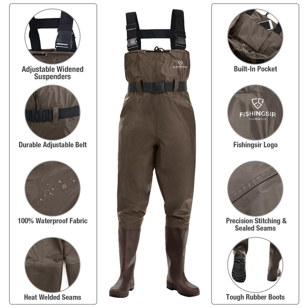 FISHINGSIR upgraded nylon-PVC material highlights lightweight durability and water resistance.