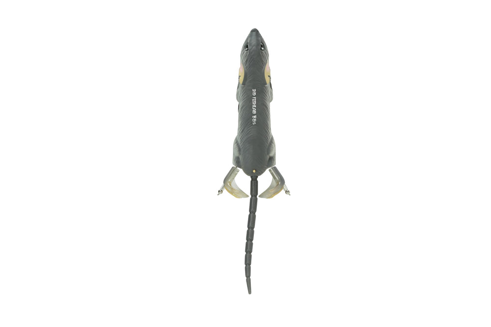 Bio Rat with replaceable tail and spinning feet creating large splash to attract bass
