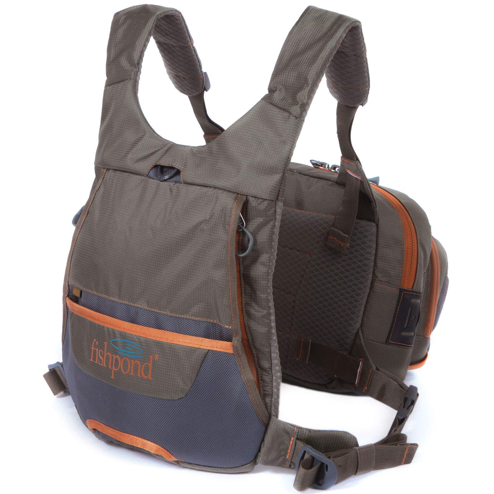 fishpond Cross-Current Chest Pack net holder keeps your net ready on the back panel