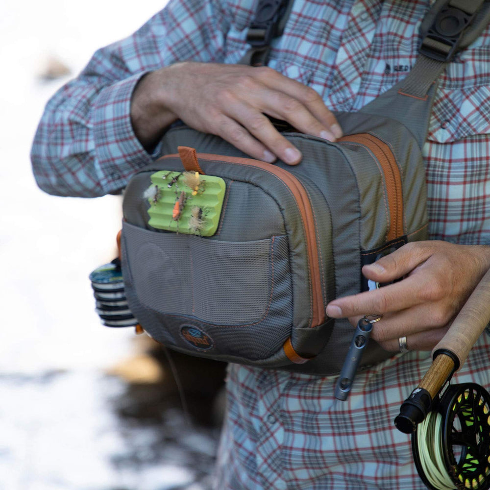 fishpond Cross-Current Chest Pack front tippet pockets keep leaders organized