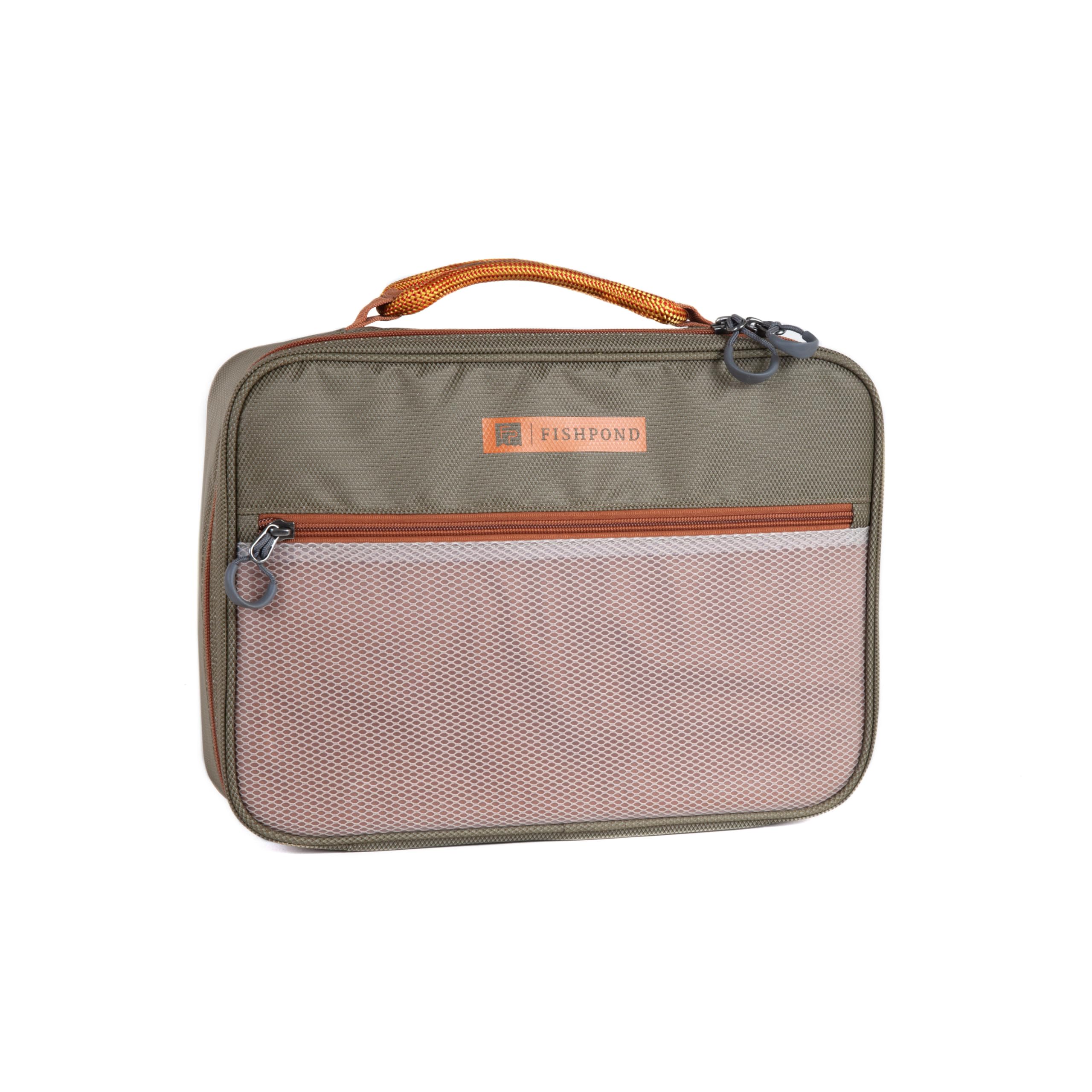 Exterior coated mesh zippered pocket