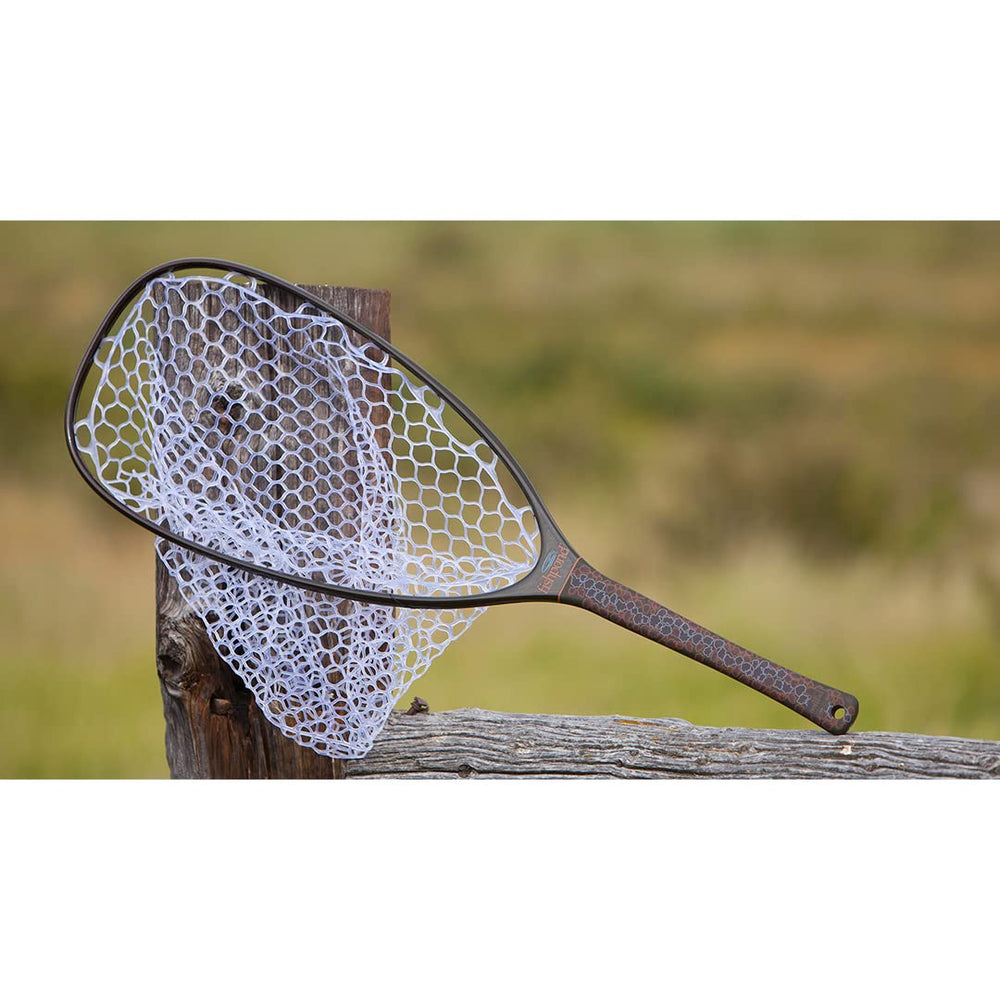 Close-up of carbon fiber and fiberglass frame on Nomad Emerger net