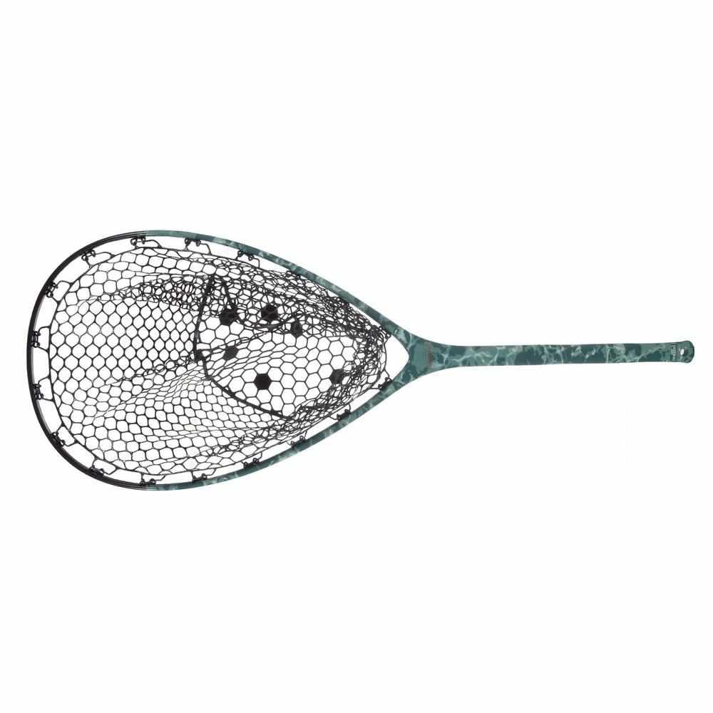 Fishpond Nomad mid-length boat net in salty camo, lightweight and buoyant for easy landings.