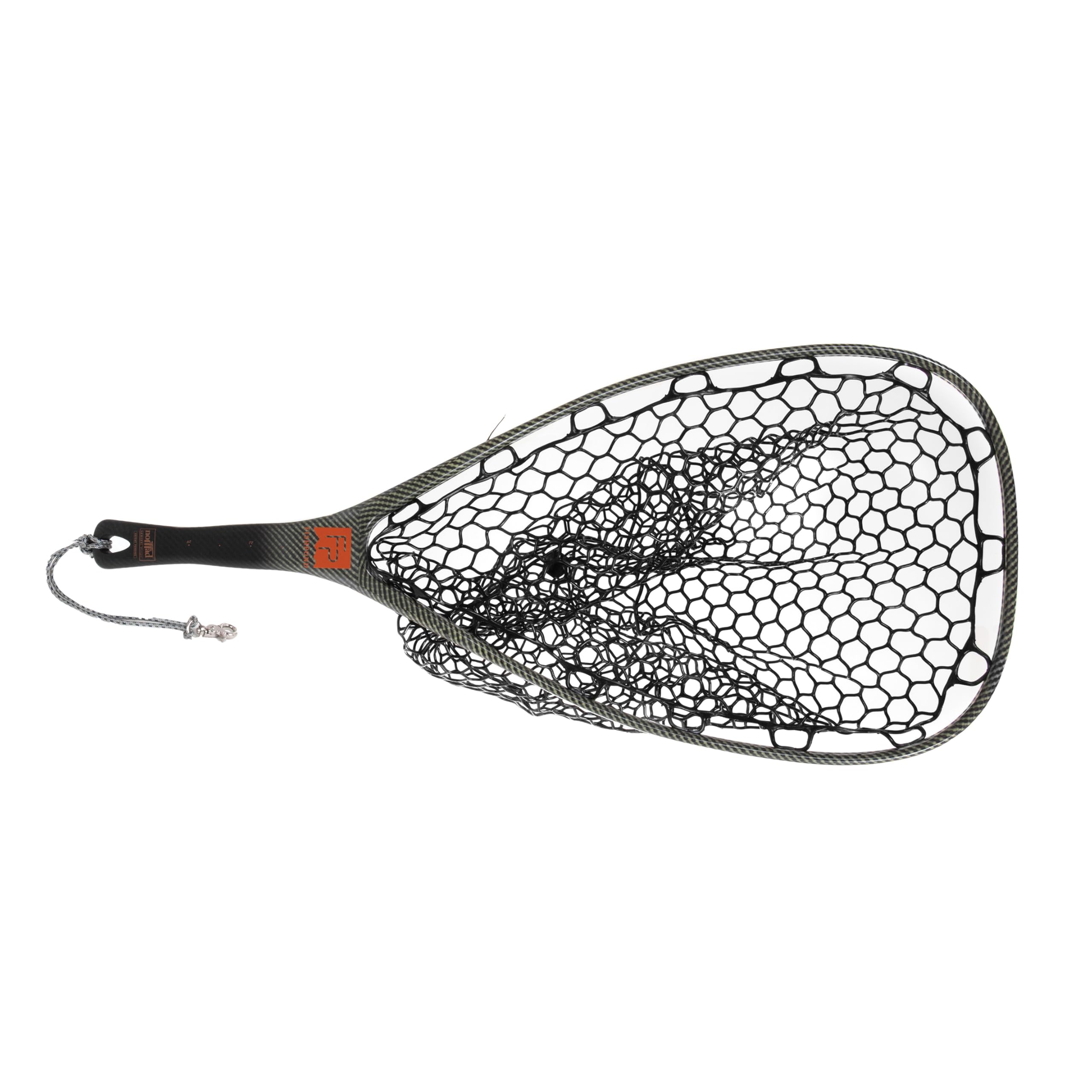 fishpond Nomad Yampa Hand Net with carbon fiber & fiberglass construction, rubber bag, matte finish, and scale-on-handle for walk-wade fishing