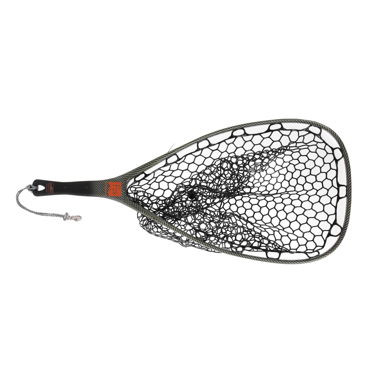 fishpond Nomad Yampa Hand Net with carbon fiber & fiberglass construction, rubber bag, matte finish, and scale-on-handle for walk-wade fishing