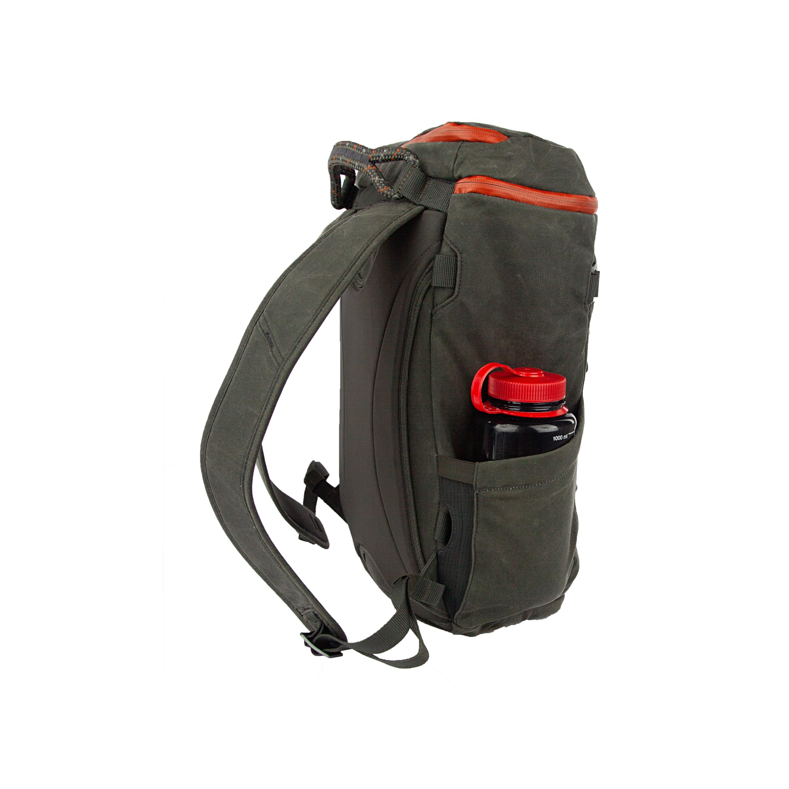 Fishpond River Bank Backpack Duskwood back panel closeup shows padded support for comfort