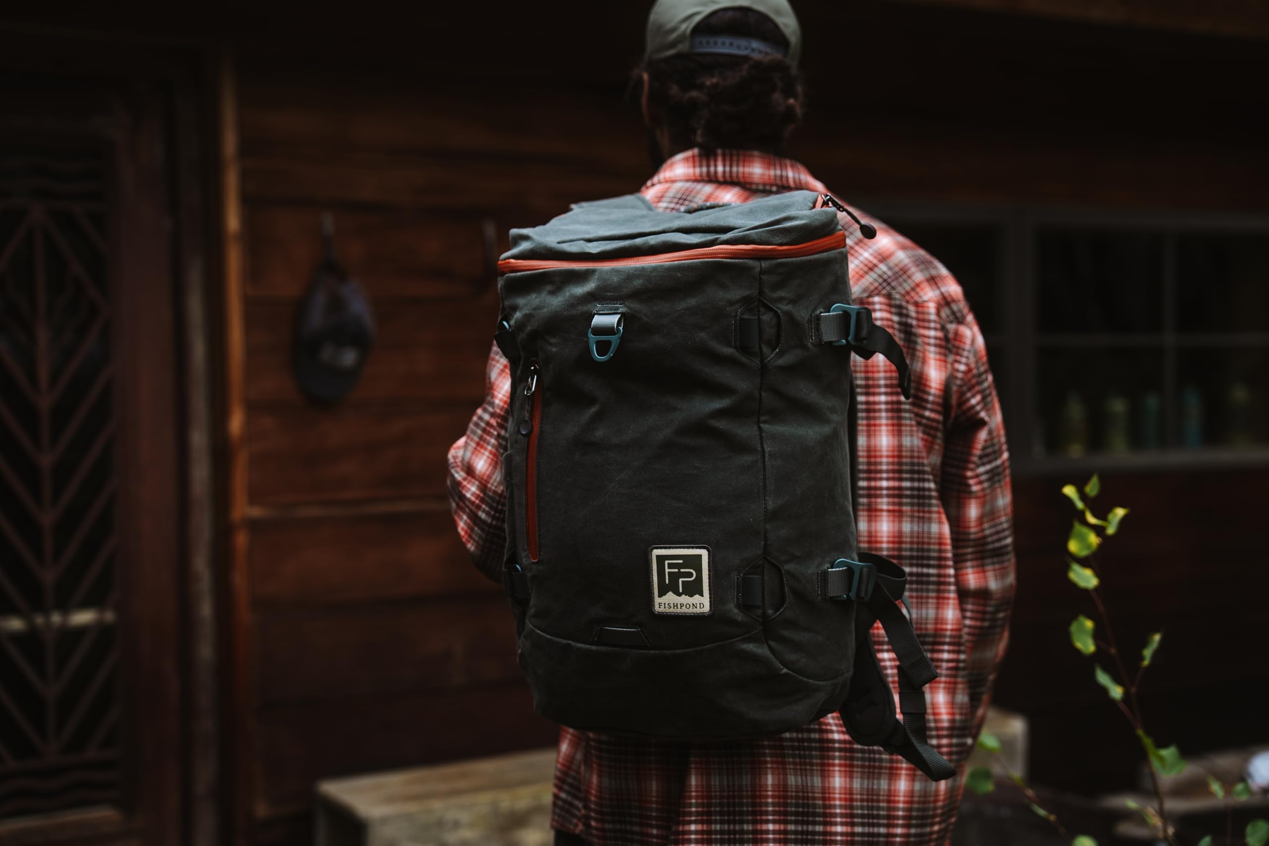 Fishpond River Bank Backpack Duskwood bike-light-strap area for enhanced visibility