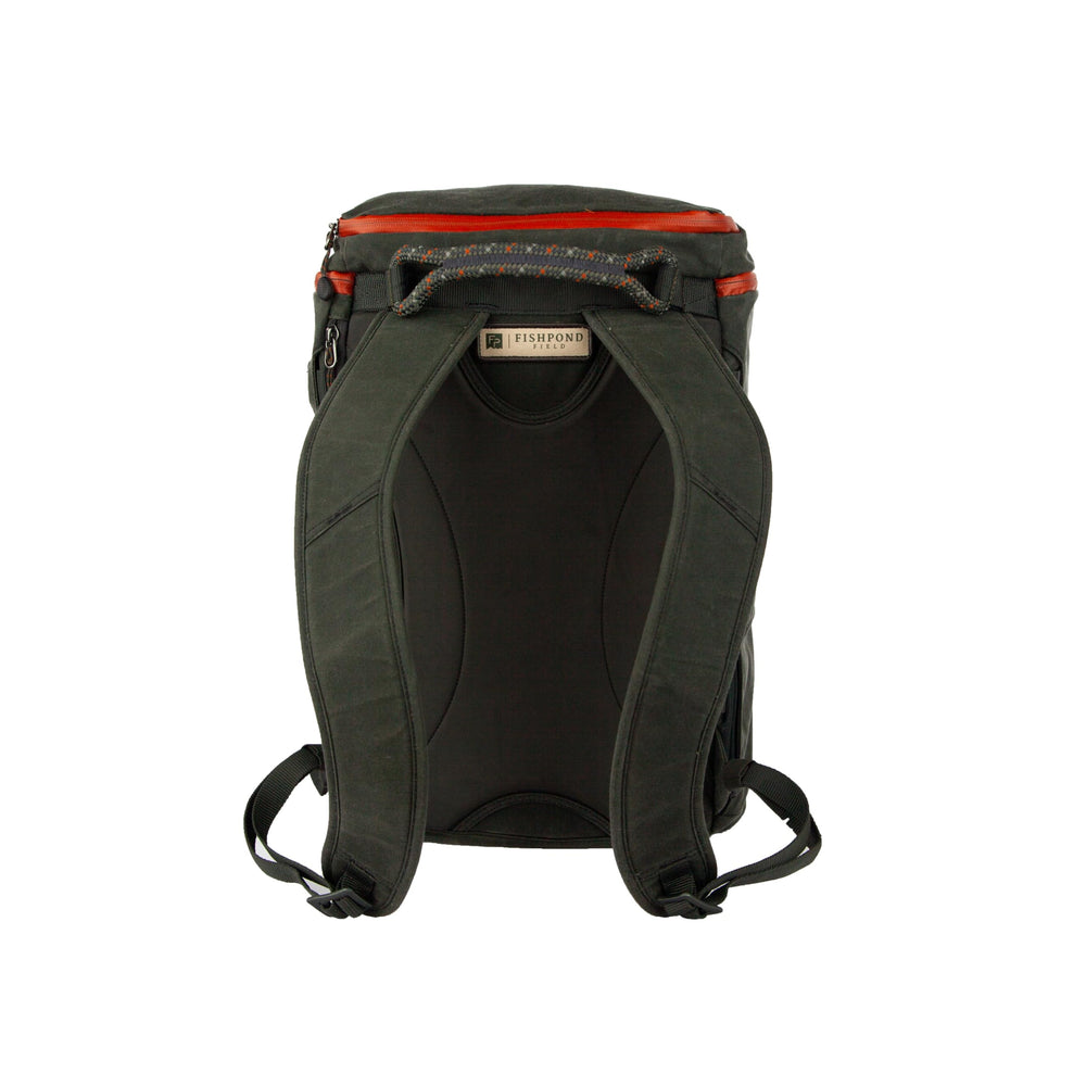 Fishpond River Bank Backpack Duskwood side view highlights compact profile for city commutes