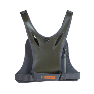 fishpond Stormshadow chest pack back view shows weight distribution for all-day comfort.