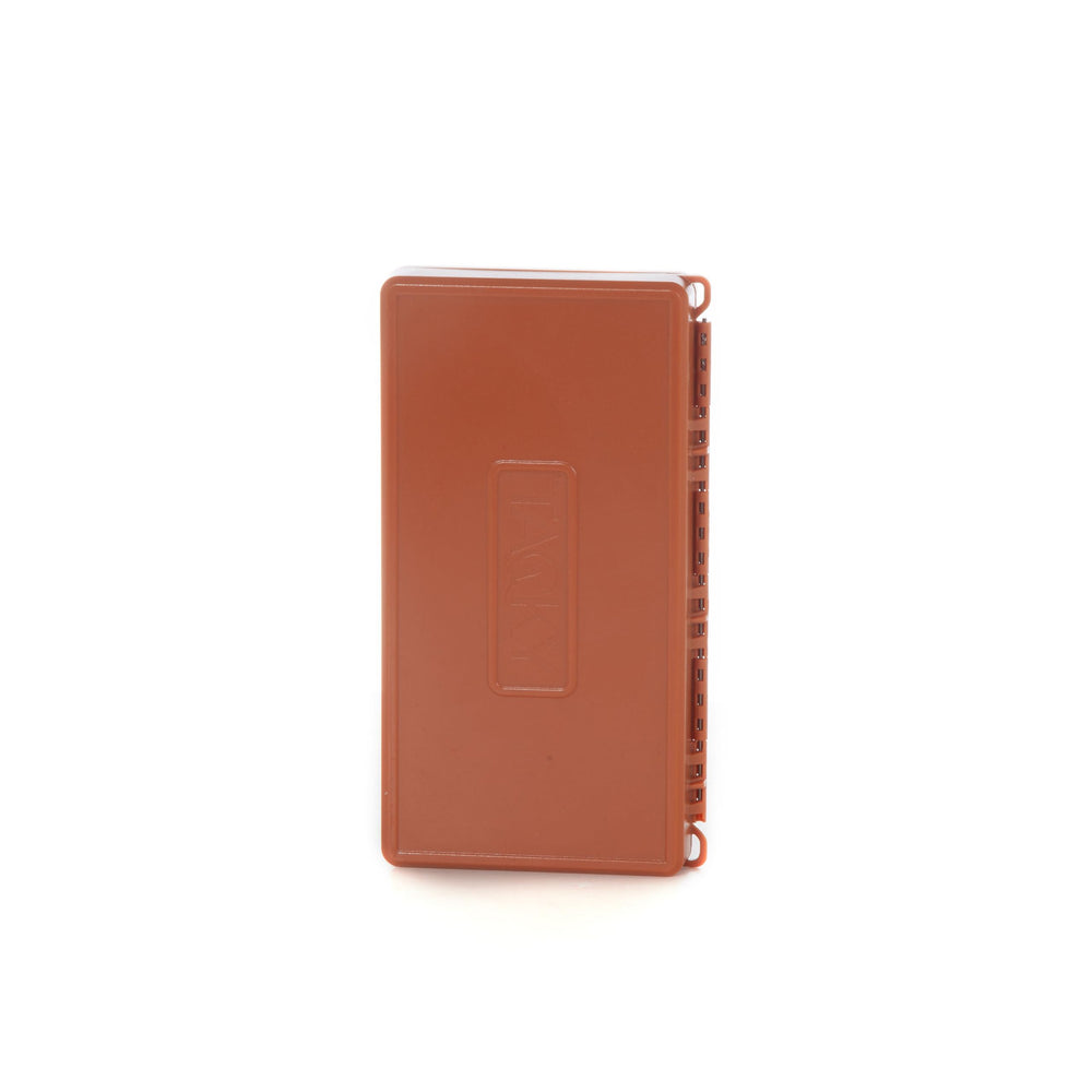 Open view showing 287 fly capacity in Burnt Orange Double Haul Fly Box