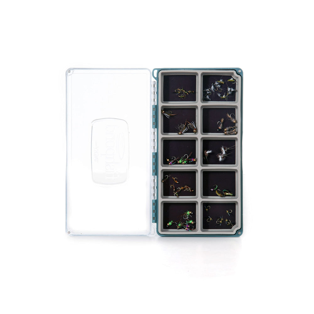 fishpond RiverMag Baja Blue fly box with a clear lid for quick fly selection and ease of use.