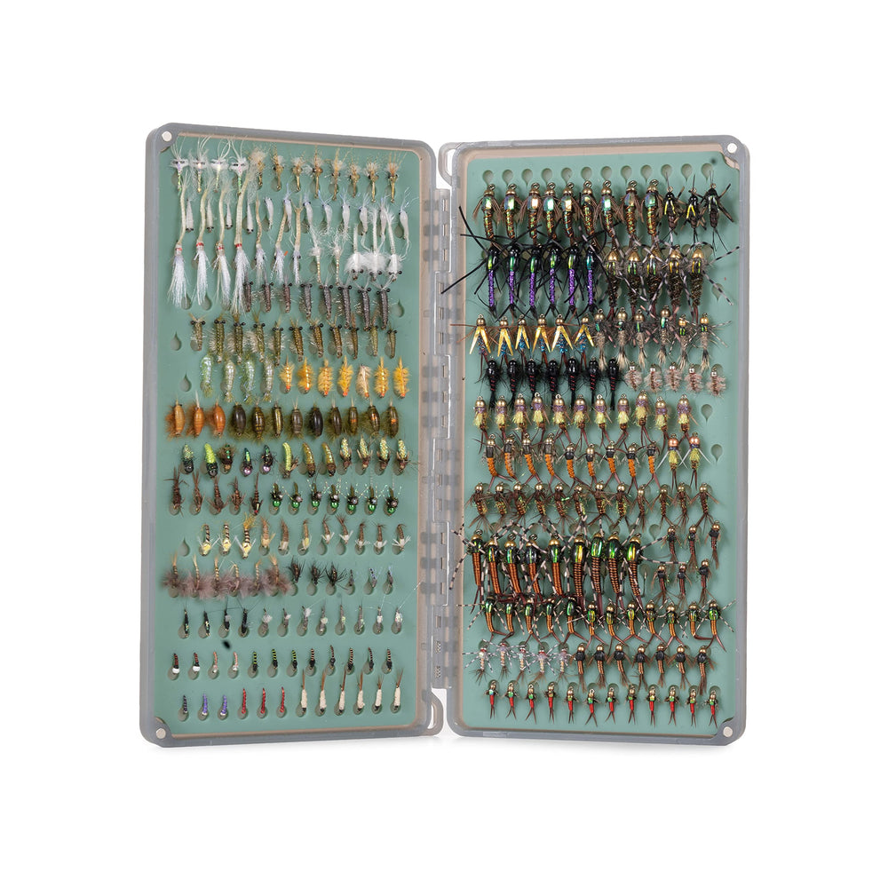 Fishpond Tacky Original 2X fly box front view showing double-sided storage for organized flies.