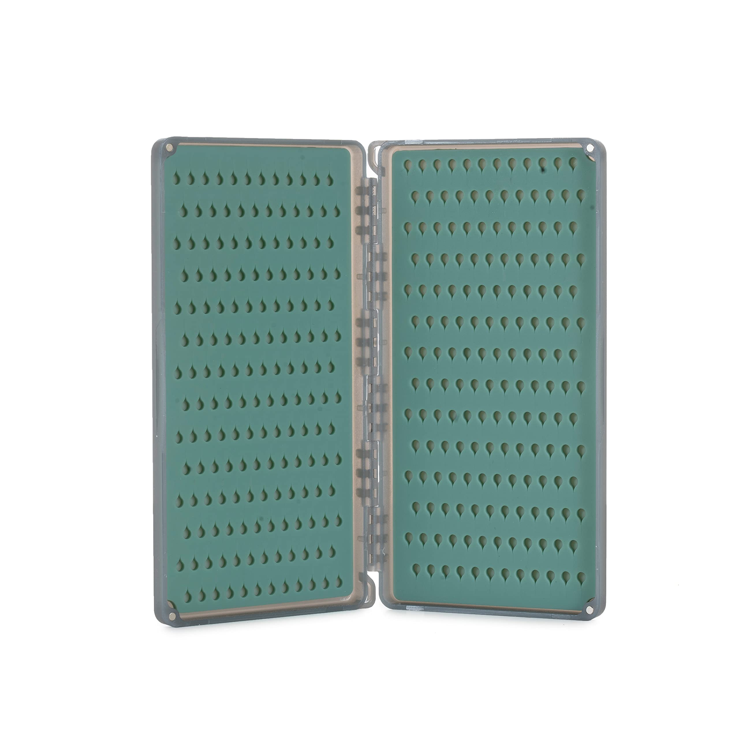 Fishpond Tacky Original 2X fly box open lid enabling quick fly selection.