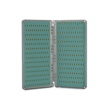 Fishpond Tacky Original 2X fly box open lid enabling quick fly selection.