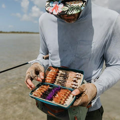 Fishpond Tacky Pescador Fly Box Baja Blue Large closed seal protects flies on saltwater trips.