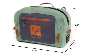 fishpond Thunderhead front pocket features a waterproof zipper to keep essentials dry during casts.