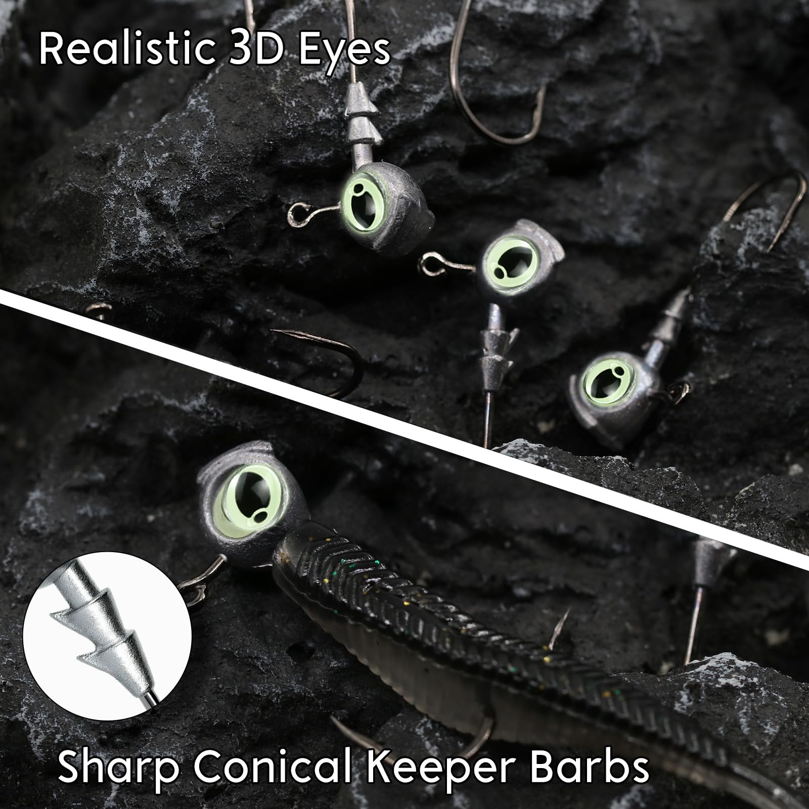 FishTrip 1/4 oz swimbait jig head with 3D eyes and bait keeper