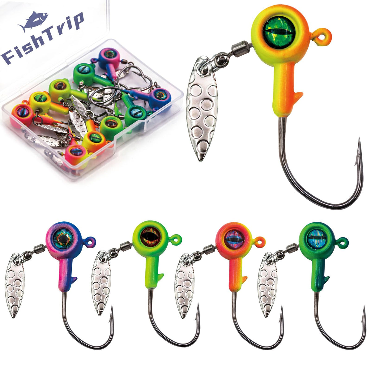 FishTrip Underspin Jig Head with Spinner 1/32oz – front view
