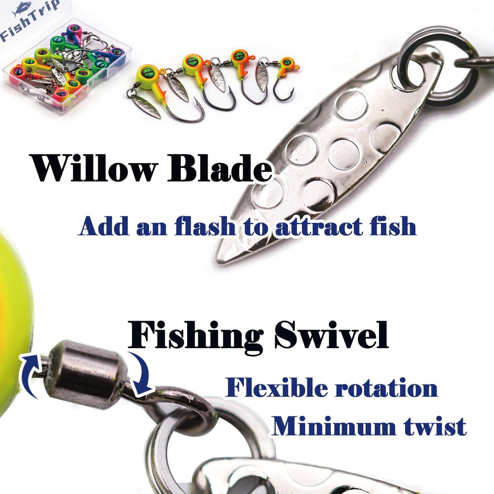Willow blade rotating on FishTrip jig head
