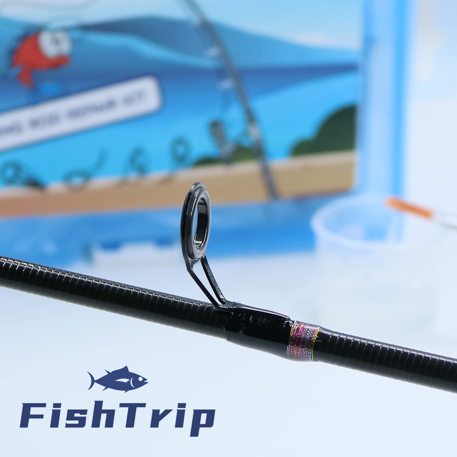 Application of FishTrip repair kit on a fishing rod