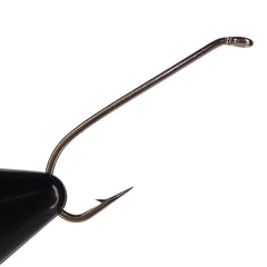 Turndown barb enhances secure hook sets for nymph patterns.