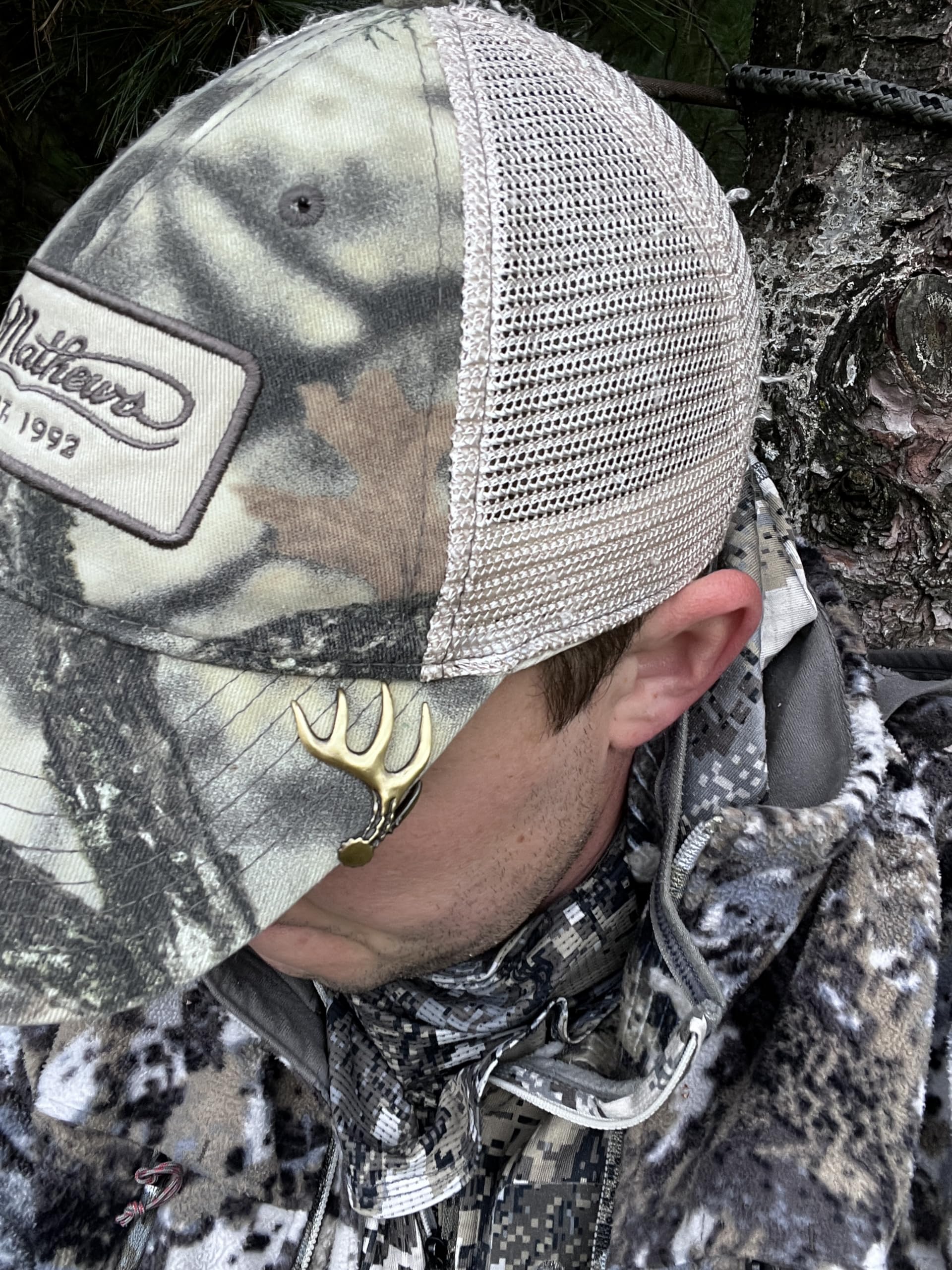 Whitetail antler hat clip presented as a hunting gift idea
