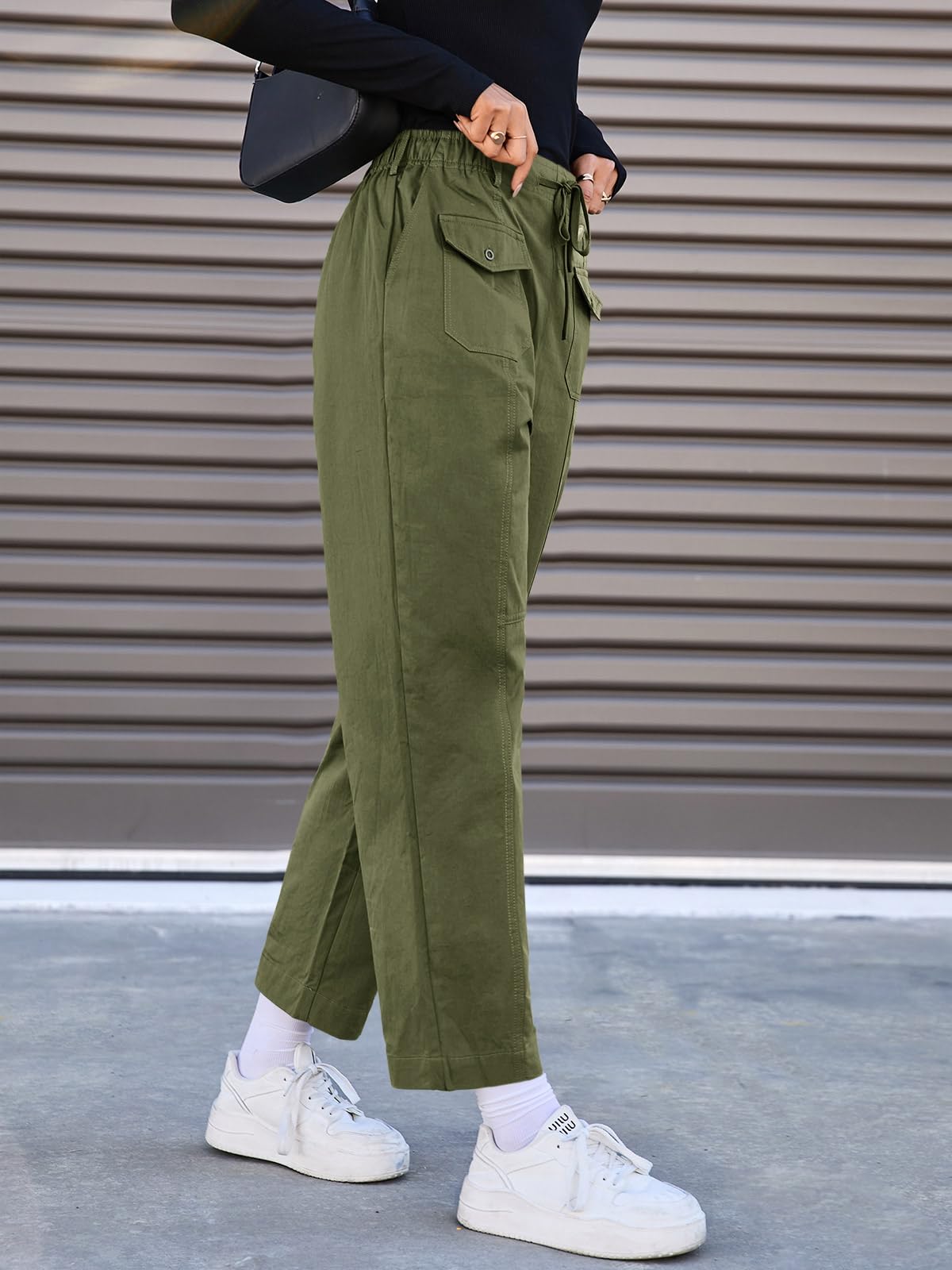 Fisoew women's cargo pants outdoor-ready look suitable for hiking and work.